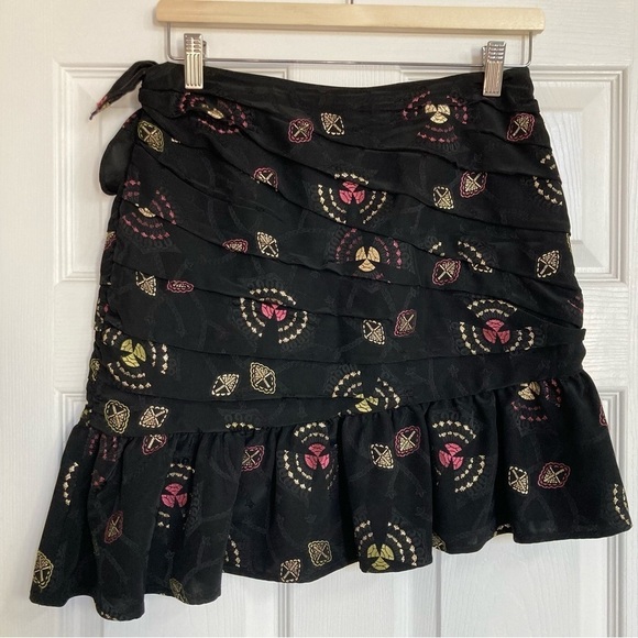 A.L.C. Avalon Metallic Printed Asymmetrical Ruffle Mini Skirt, Size 4 - Picture 4 of 6